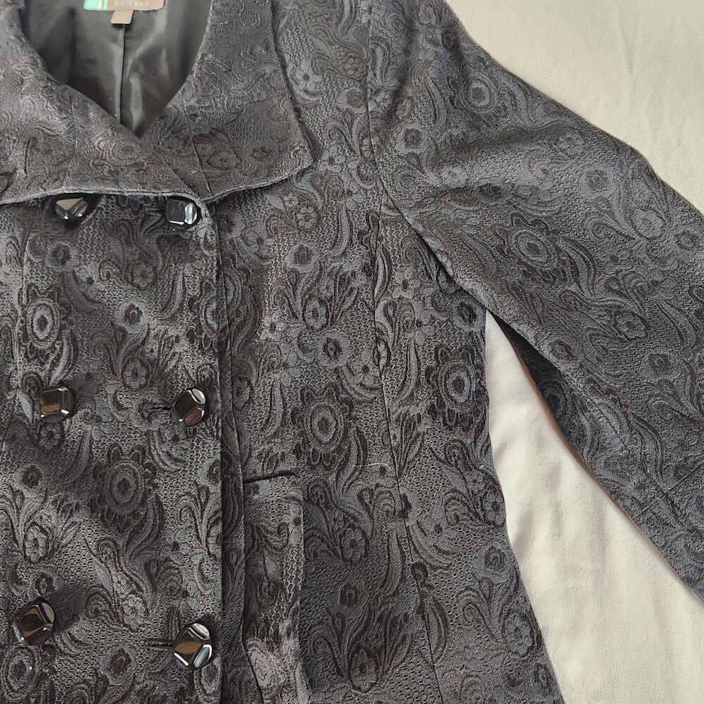 Halogen Women’s Jacquard Paisley Coat Jacket Gray Double Breasted Size L - Picture 3 of 9